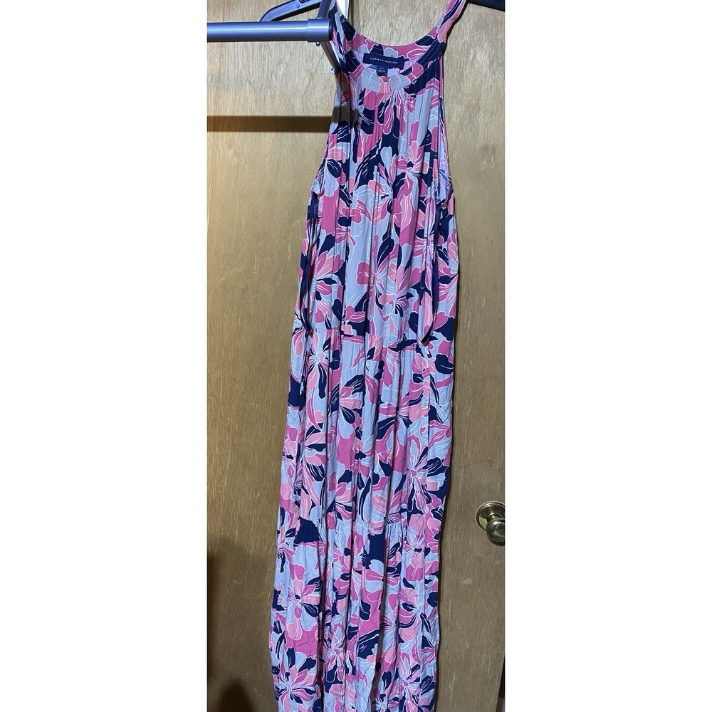 Tommy Hilfiger Women's Floral Maxi Dress Scoop Neck Sleeveless Pleated L